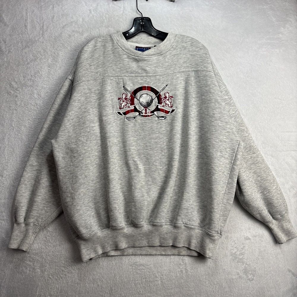 Vintage Light Gray Sweater Crable Sportswear Large Golf Tee And Clubs